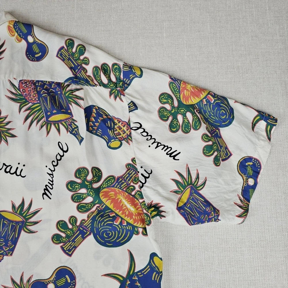VTG Banana Republic Safari Travel Rayon Hawaii Camp Shirt Mens 2XL Aloha 80s
